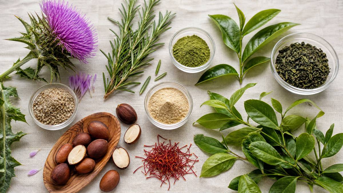 Cardo mariano, rosmarino, tè verde, gymnema, noce di cola e zafferano, le piante della formula Hepaliv